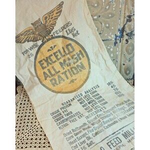 Vintage Farm Animal Feed Bag Excello Feed Milling Co 13.5" x 24.5" (read)